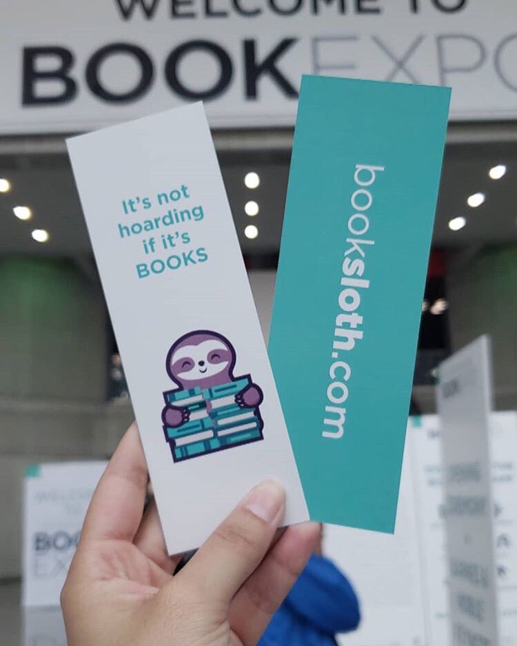 bookslothapp's tweet photo. Find us at @BookExpoAmerica and get your #BookSloth swag!! 📚 #NotHoarding #BookExpo #BookExpo2018 https://t.co/dRcQ6Is2sG