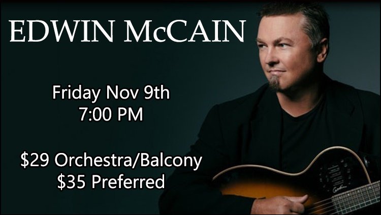 New fall show alert! @TheEdwinMcCain is coming to #TheEich November 9! Tickets are on sale at TheEich.org . 717-637-7086  #hanoverpa #edwinmccain