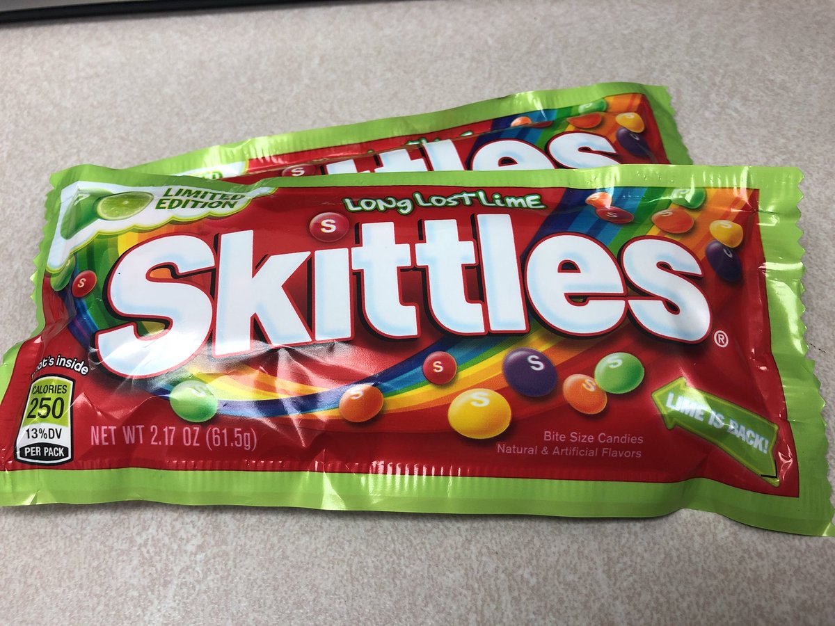 MrDiploMAC's tweet photo. @Skittles FINALLY!!!!! Lime has returned. Thank you. #skittles #longlostlime https://t.co/iBOAtjONtT