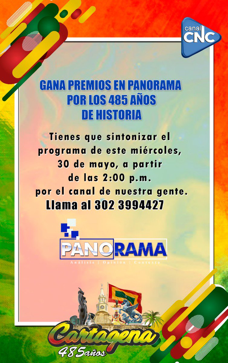 redescnc's tweet photo. Hoy en #Panorama se entregan varios premios por los #485AñosDeHistoria https://t.co/0QMrxnm6wn