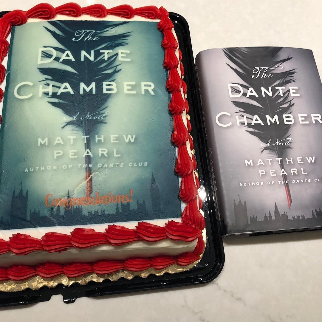 LyndsayFaye's tweet photo. HUGE congratulations to my friend Matthew Pearl, whose new follow up novel THE DANTE CHAMBER is now in stores! And how cute is the cake his wife baked? I mean, seriously. ππ° @MatthewPearl @penguinrandom https://t.co/SubjKcSxI0