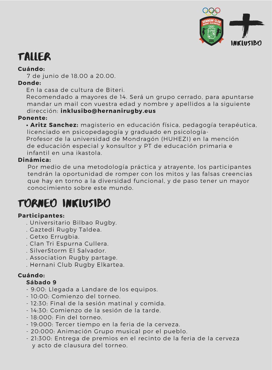 hernanirugby's tweet photo. II Torneo de Rugby Inclusivo el 9 de junio en Landare y semana de Rugby Inclusivo desde el 5 de junio con diferentes actividades https://t.co/nEJbU8XkPP