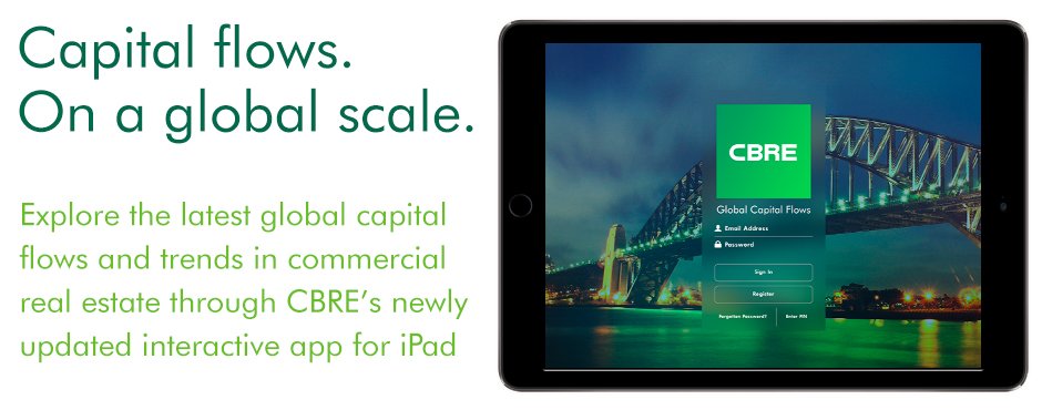 New data now available on <a href="/CBRE/">CBRE</a>'s Global Capital Flows App for iPad bit.ly/2AeyCGm Download now for free! <a href="/cbrecapitalmkts/">CBRE Capital Markets</a> #CBRE #CRE