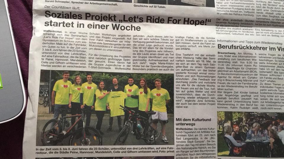 LetsRideForHope's tweet photo. Danke an die T-Shirt Schmiede in Wolfenbüttel. https://t.co/4YFpROojak