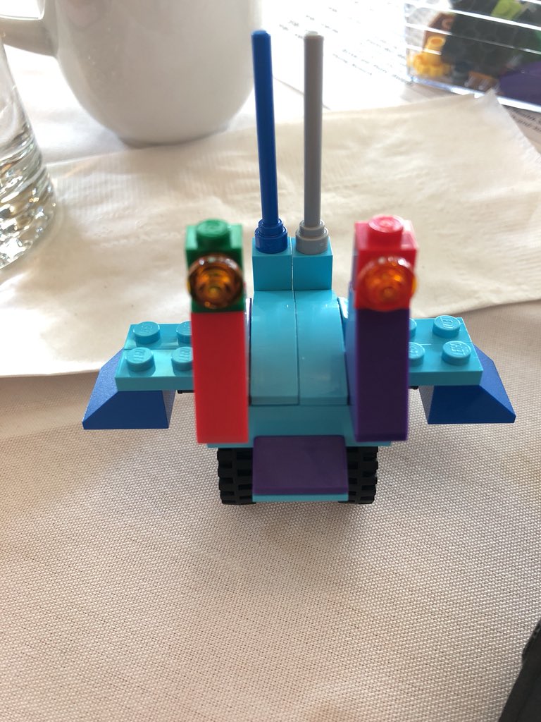 kesmorton's tweet photo. This guy started as a fish, but evolved wheels. #canrsc #conferencelego https://t.co/u7BEiSrafu