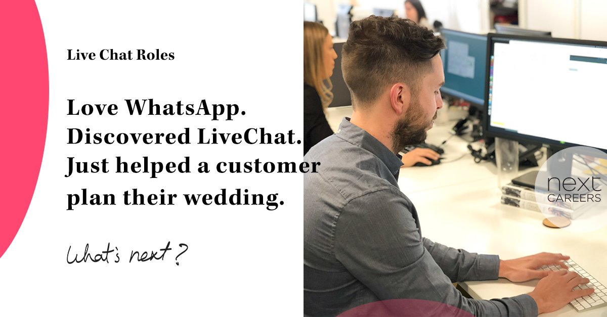 You could be one of our first live chat advisors 😆You’ll be the ‘new’ voice of customer service, not only giving people help and support with their shopping experience but product advice too! Apply here: bit.ly/2spBaOe #nextcareers #livechat #customerservice