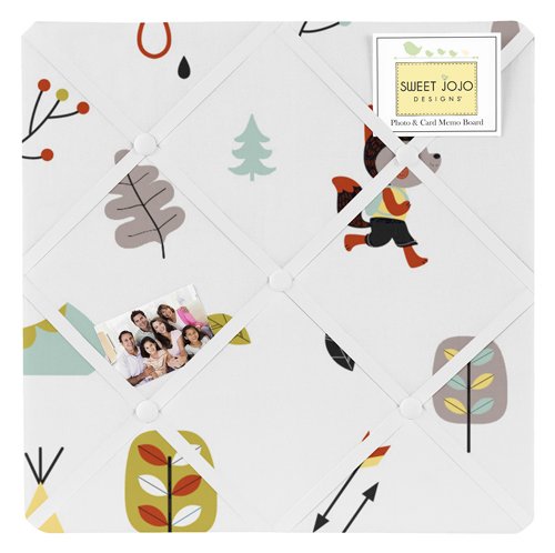 Show off postcards, notes &amp; photos with this Sweet Jojo Designs fabric #memo board with button detail. Just slip your mementos behind the ribbon to create an engaging piece of original wall art. Get it today at bit.ly/2JxAi0X #kidswalldecor #teepees #memories