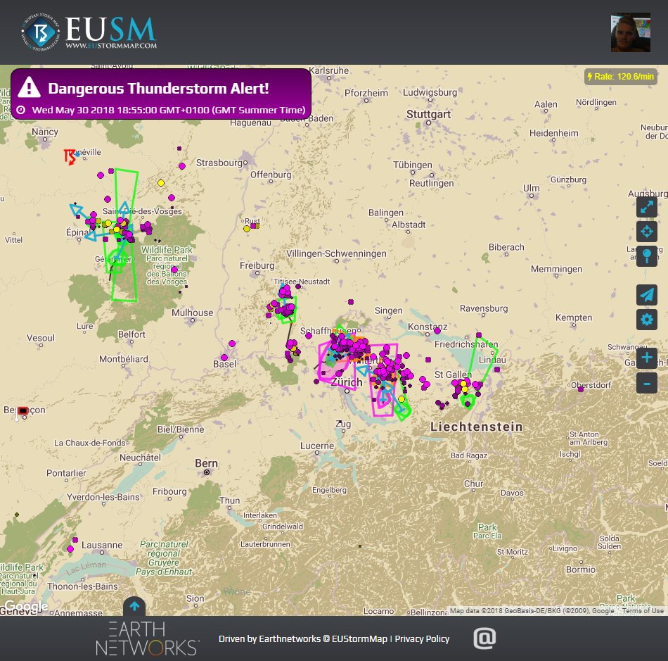 Meteo_Sean's tweet photo. With active thunderstorm on ongoing in West France and Switzerland, i expect these systems to keep moving north deeper into southern Germany and more to develop. @EUStormMap https://t.co/RPr5w3vaMH