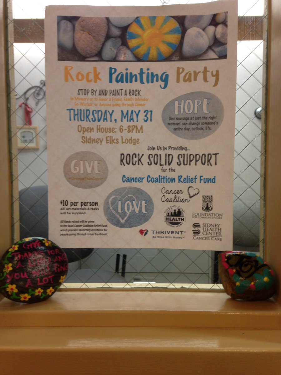 peggy_kopp's tweet image. Rock painting party! May 31, 6 pm Elks Lodge Sidney Join the fun! #rocksolidsupport #cancercoalition