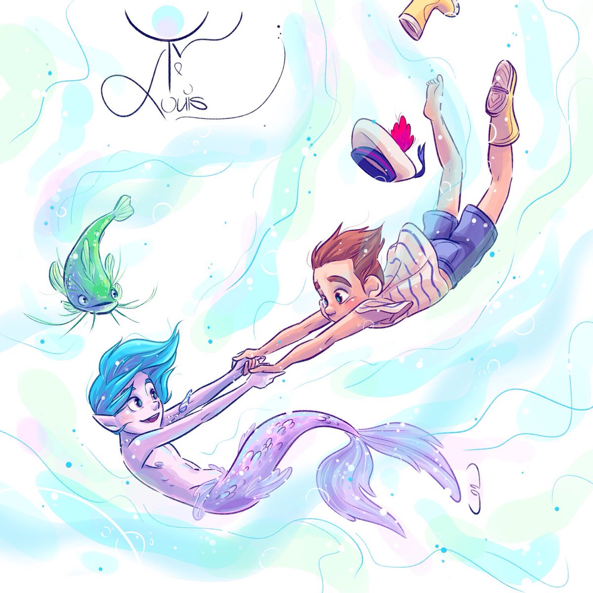 LePrinceKido's tweet photo. MerMay : avant-dernier dessin du challenge mensuel #mermay avec toujours mes deux jeunes pré-ados Yv et Louis pour une balade sous-marine...
#mermay2018 #yvetlouis #yv #louis #merboy #triton #davidgilson #loveislove #gayteen #catfish #poissonchat https://t.co/3iTR28sgld