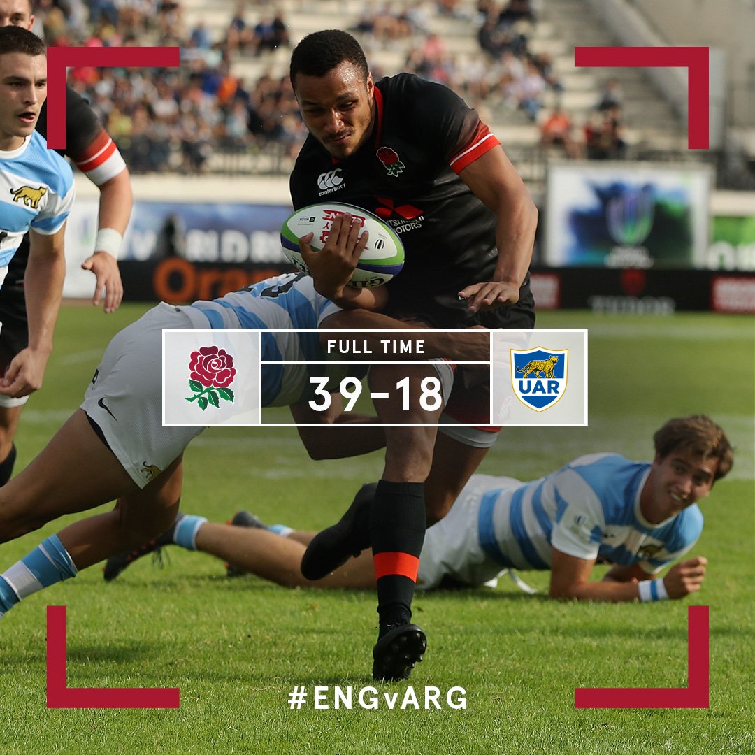 EnglandRugby's tweet photo. It's full time in Narbonne and England have got their #WorldRugbyU20s campaign off to a winning start against Argentina 🌹 https://t.co/olARtYHd2d