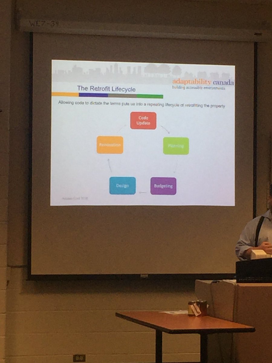 EIOMcMaster's tweet photo. “Inclusive design is designing for human needs... it’s about simplifying the environment to harmonize physical and emotional experiences. @AdaptCanada talking about the largest accessibility audit in Manitoba history @#ManitobaUniversity #AccessConf2018 https://t.co/MnTxDADEbi