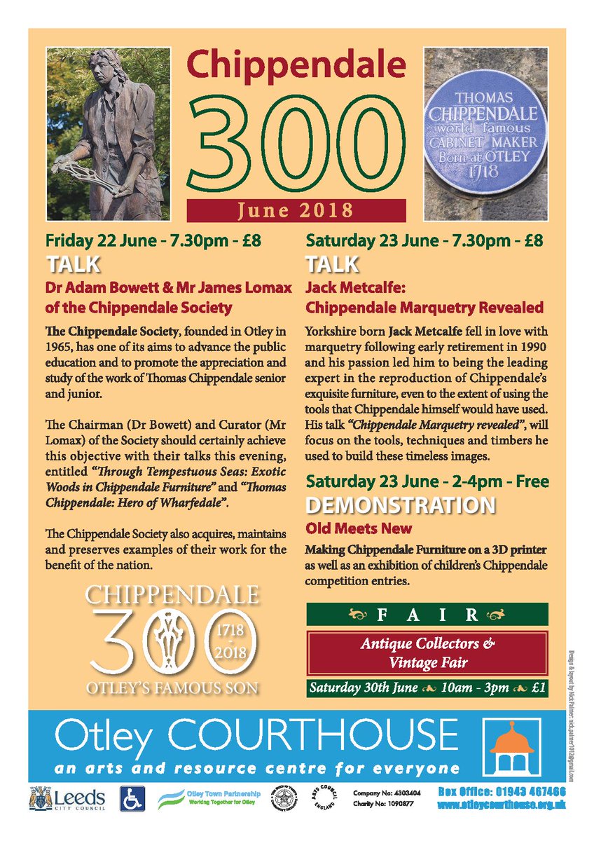The Chippendale Festival comes to Otley from 22-23rd June with lots of events happening.  <a href="/visitotley/">Visit Otley</a> #chippendale <a href="/chippsoc/">The Chippendale Society</a> #ilkley #leeds #bradford #guiseley #harrogate