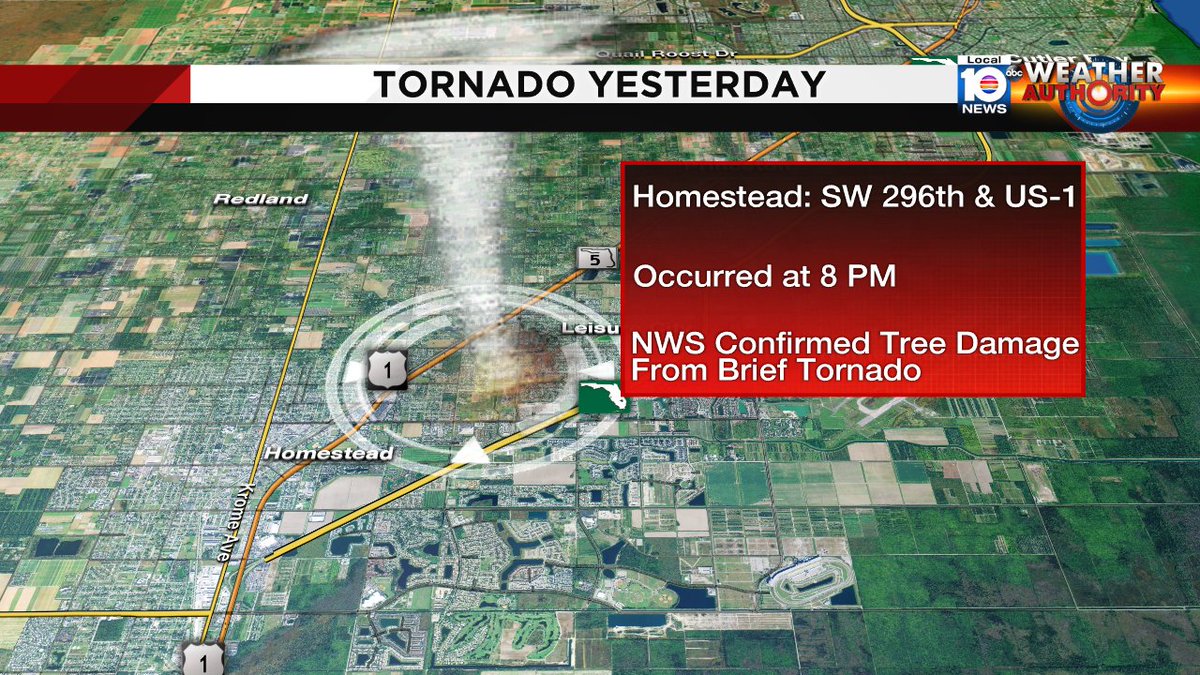 TORNADO YESTERDAY: Confirmed by the National Weather Service in Homestead, causing some tree damage https://t.co/wl6Mjq7ANP