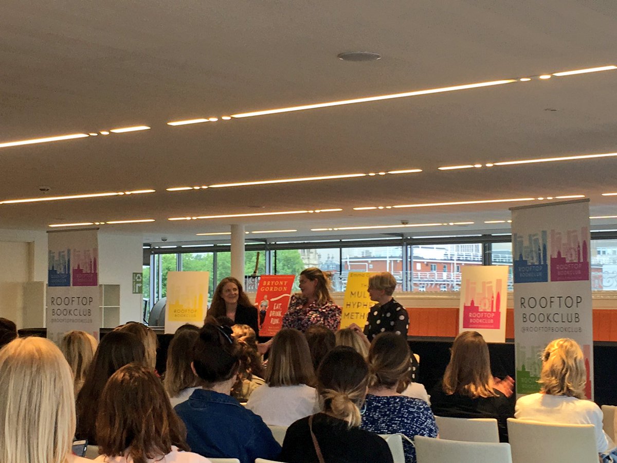 akAnnabelle's tweet image. #EatDrinkRun is for ‘the girl who has no idea of the power she holds, of the energy within her’ - inspiring words from @bryony_gordon at #RooftopBookclub, with the equally brilliant @emmagannon and @SamBaker