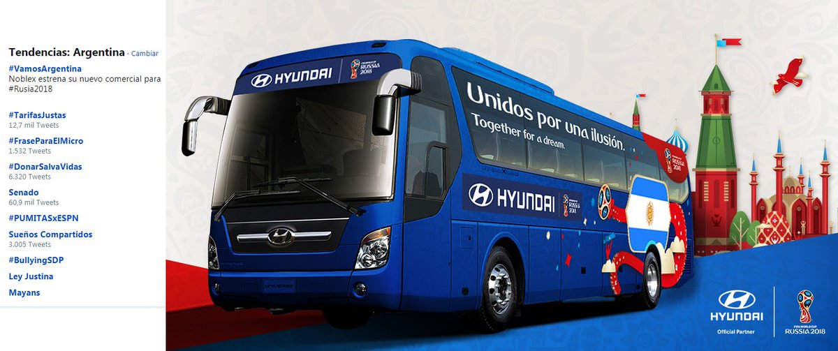 Motor1Argentina's tweet photo. #FraseParaElMicro es tendencia en Argentina.
Se eligió entre 12 mil propuestas la frase que acompañará al Hyundai de la Selección Argentina: “Unidos por una ilusión” https://t.co/Xje2hqnoYX