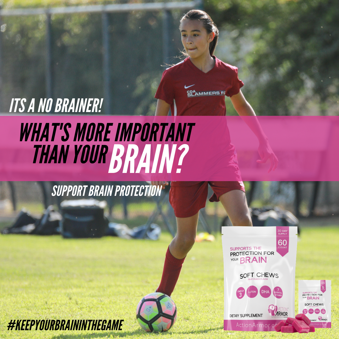 Action_Armor's tweet photo. Did you know? Girls #soccer players are at higher risk of #braininjury than #football players. It's a no-brainer! Support the protection of your young athlete's brain with #ActionArmor daily #supplements! https://t.co/nOPBqI4MCw https://t.co/yHK5J3Foqw