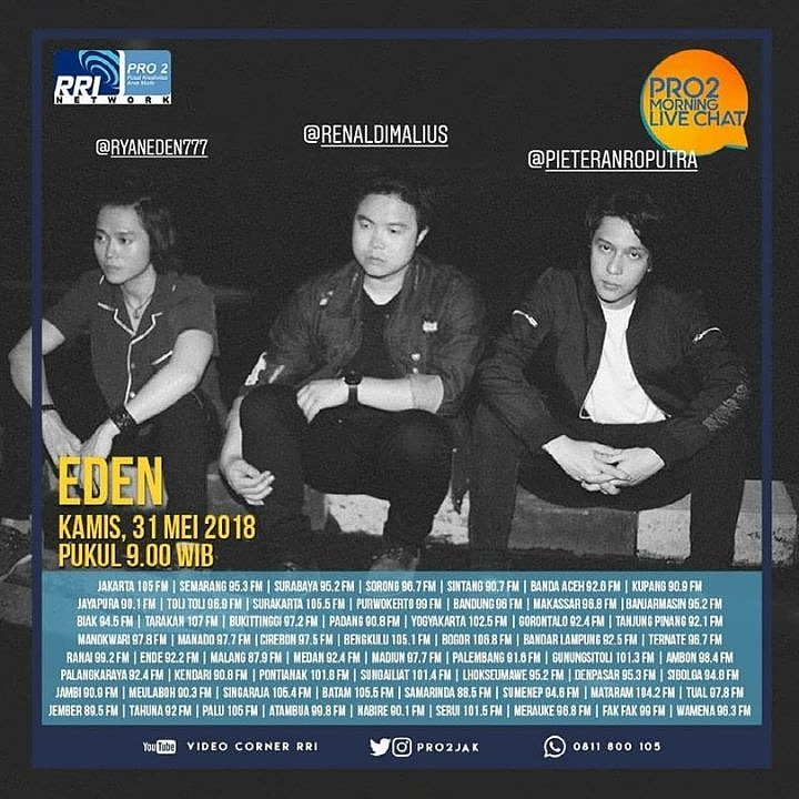 Jangan sampe ketinggalan ya guys .. jam 09 nanti <a href="/edenmusic_/">EDEN OFFICIAL</a> bakalan ada di @pro2jak nya #pro2morninglivechat stay tune ... stay tunee ..... yuhuuuu #keepsupportedenmusic_ #EDENmusic_ #pro2jak