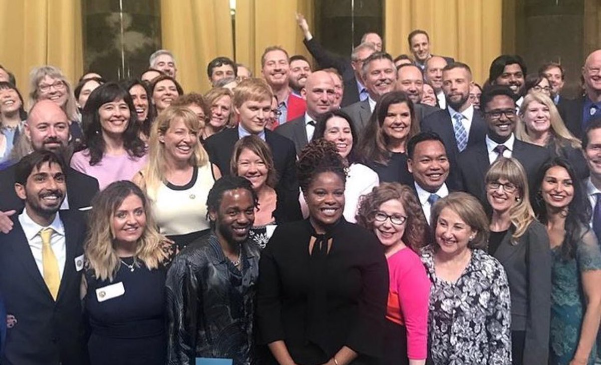 theferocity's tweet photo. Makes me so happy to see 2018 Pulitzer Prize winners Rachel Kaadzi and Kendrick Lamar standing side by side. https://t.co/yh3DoCusHm