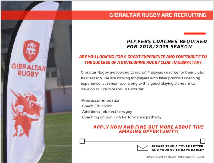 Dave Barley (@dbarley10) on Twitter photo Anyone looking for a coaching opportunity with <a href="/GibraltarRugby/">Gibraltar Rugby</a> please get in touch for more info Anyone looking for a coaching opportunity with <a href="/GibraltarRugby/">Gibraltar Rugby</a> please get in touch for more info