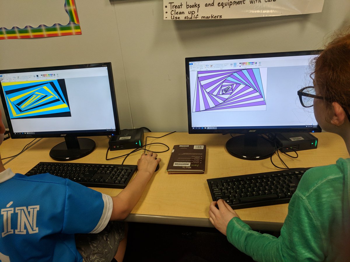 LibraryMediaCG's tweet photo. 3rd graders creating optical illusions using Microsoft Paint @CenterGroveES @RandolphSchools @MicrosoftEDU https://t.co/BU32q1A5wE