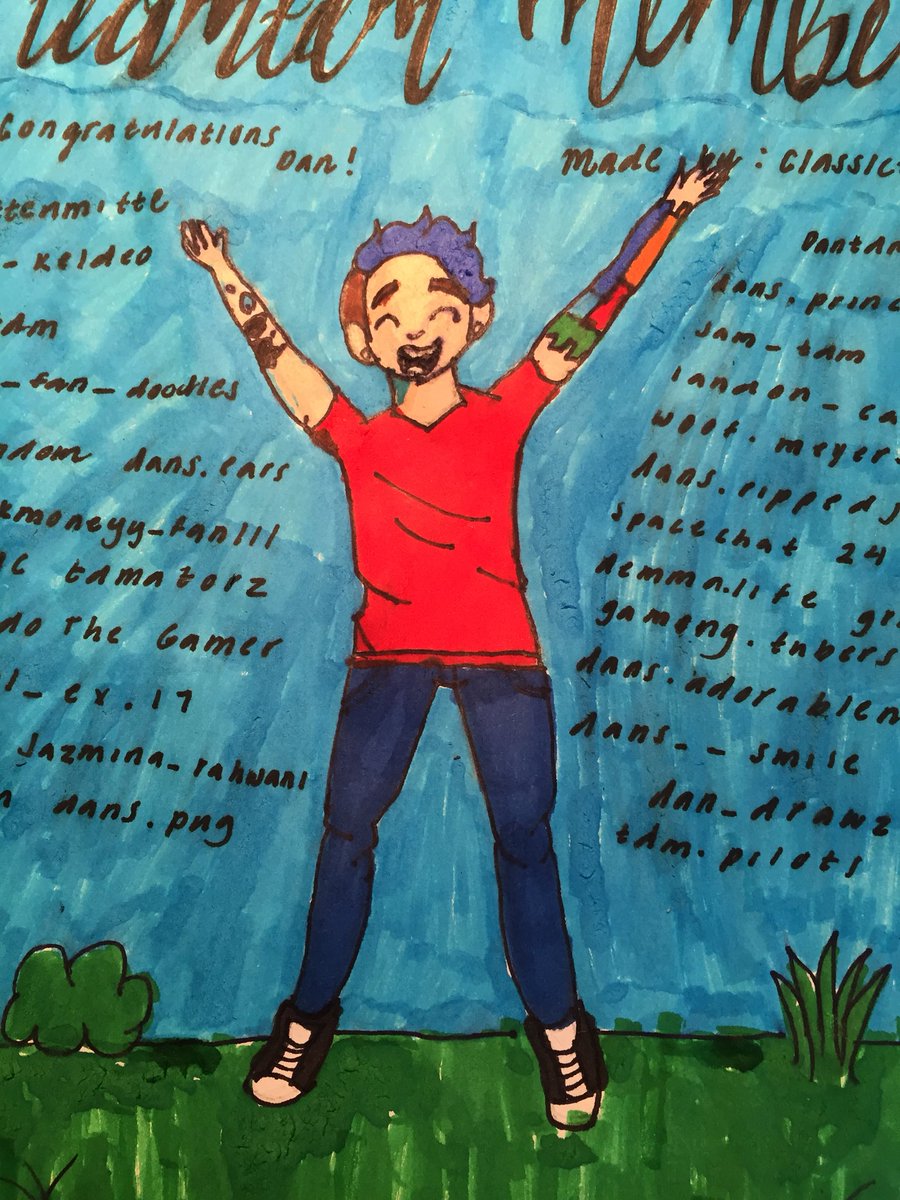 classictdm's tweet photo. @dantdm Dan congrats on 19 Million subscribers!! I made this drawing for you with a lot of TeamTDM members on instagram names on it. I hope you like it! https://t.co/nuoS54aE8a