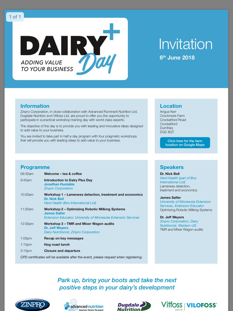 Great opportunity to hear and engage with some world class speakers next Wednesday right here in SW Scotland! If you would like to come or know more please let me know #dairyday+ #freehogroast