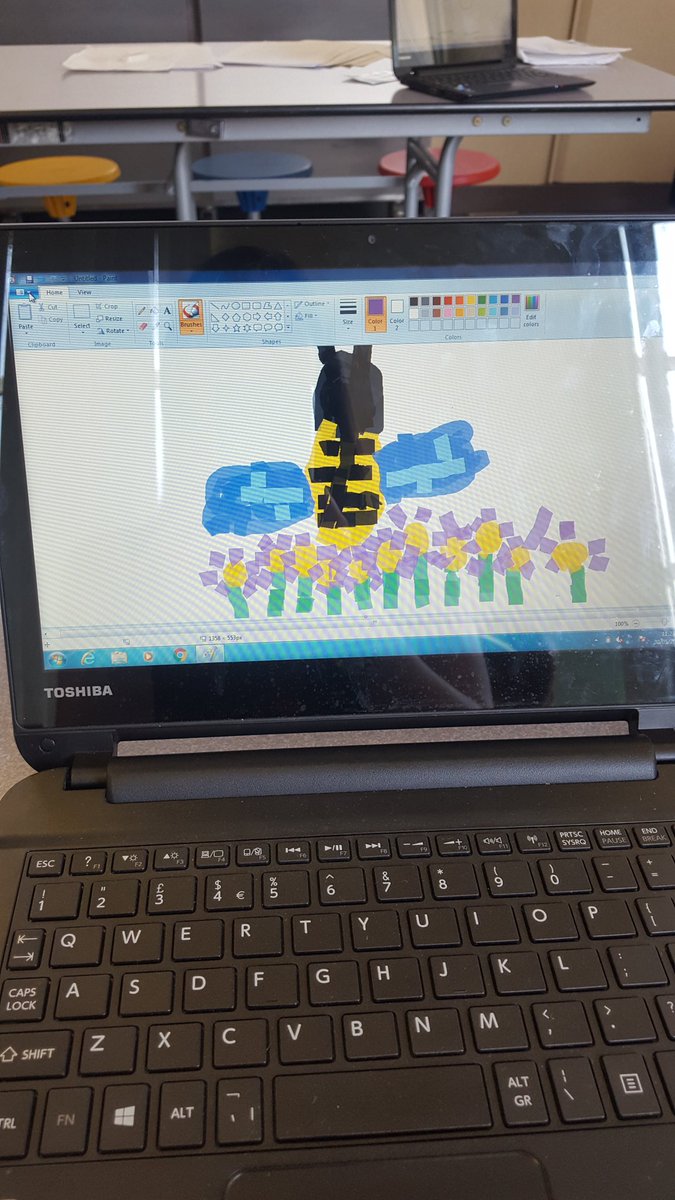 abercrombyPS's tweet photo. P2C used their shape and painting skills to create Bee pictures on the netbooks. They were very creative! ππ»π» #ICT #paint #beemusical #creative https://t.co/LLKSLcaW7c