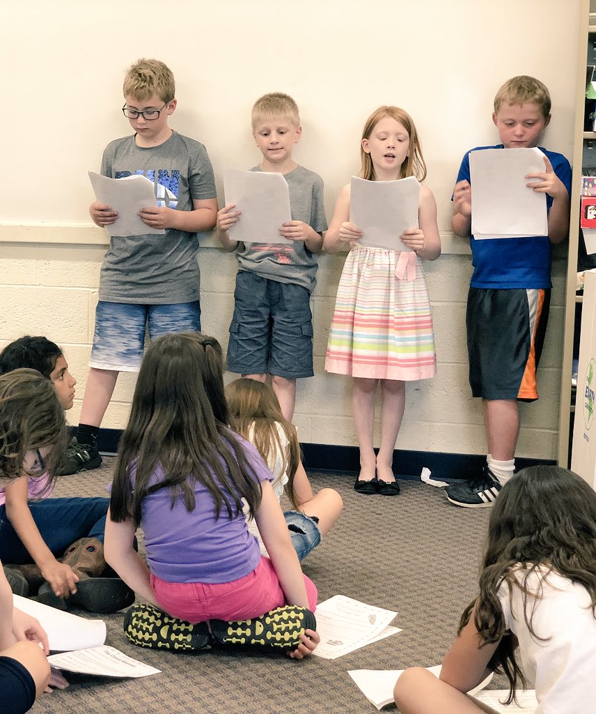 CodyLibrary's tweet photo. 2nd Graders practiced fluency with fun reader’s theater performances! Oh my heart, their voice expressions were stupendous! 🌟@MrsKent18 #CodyLearns #ReadersTheater https://t.co/apALftmAWt