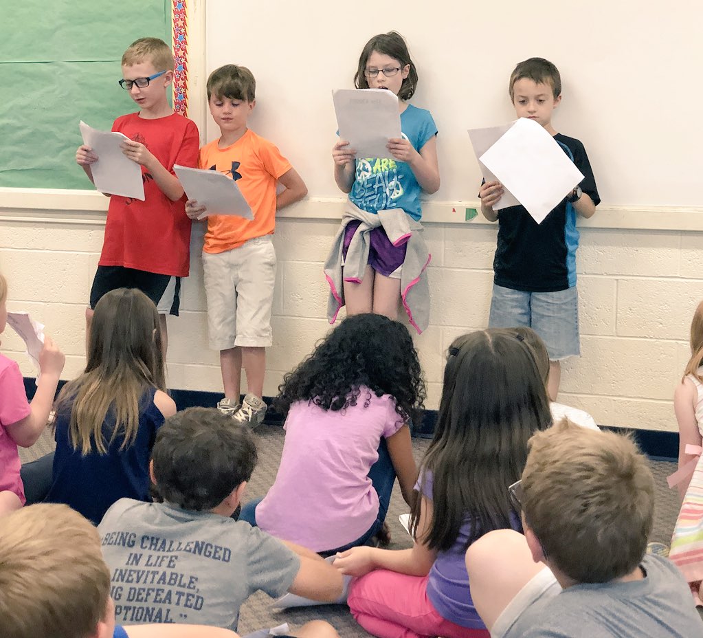 CodyLibrary's tweet photo. 2nd Graders practiced fluency with fun reader’s theater performances! Oh my heart, their voice expressions were stupendous! 🌟@MrsKent18 #CodyLearns #ReadersTheater https://t.co/apALftmAWt