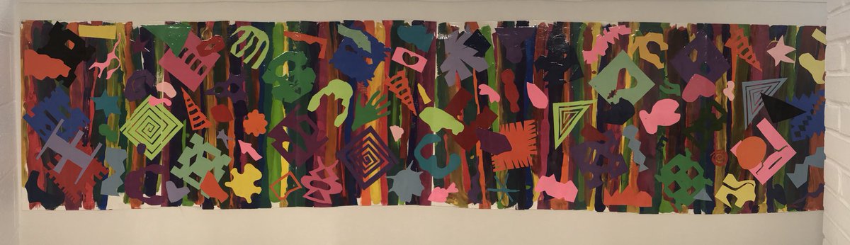 MsMuscarellaArt's tweet photo. The Art Show installation went up today! Students and their families painted like Morris Louis and cut shapes like Henri Matisse! It looks fantastic!! @AbingdonGIFT @APSArts @AbingdonPTA https://t.co/3bmOIZSfoc