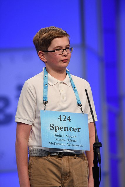 ScrippsBee's tweet photo. Congrats to Spencer Phillips for being one of the lucky few to miss the raging Yanny/laurel debate. His sentence: Penny and her dad agreed the normal human adult hears sounds between 20-16,000 hertz, but Penny would never understand how he heard Yanny. #speller424 #spellingbee https://t.co/NhMf2wts30