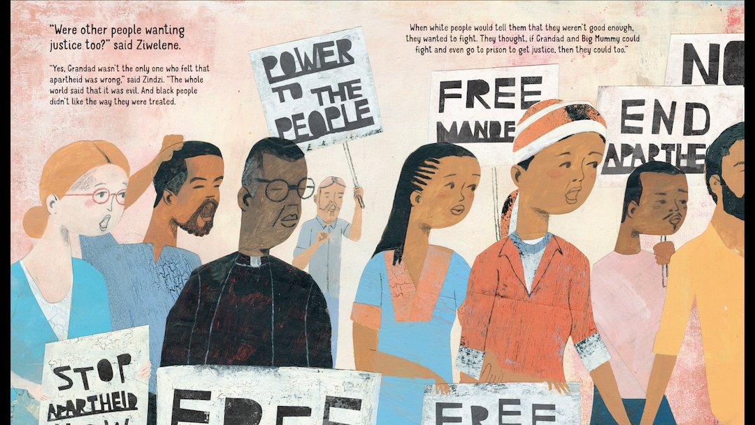 EveryChildRead's tweet photo. #BEAuction preview: Artwork by @sean_qualls from “GRANDAD MANDELA” written by Zazi, Ziwelene, &amp; Zindzi Mandela (2018, @QuartoKids). Bid on this &amp; more on 5/30 at 5pm during BookExpo! Get tix here:   https://t.co/eZ2Yvy542d #ABFE @ABABook @Sussingoutbooks https://t.co/XiJE9xb2Le