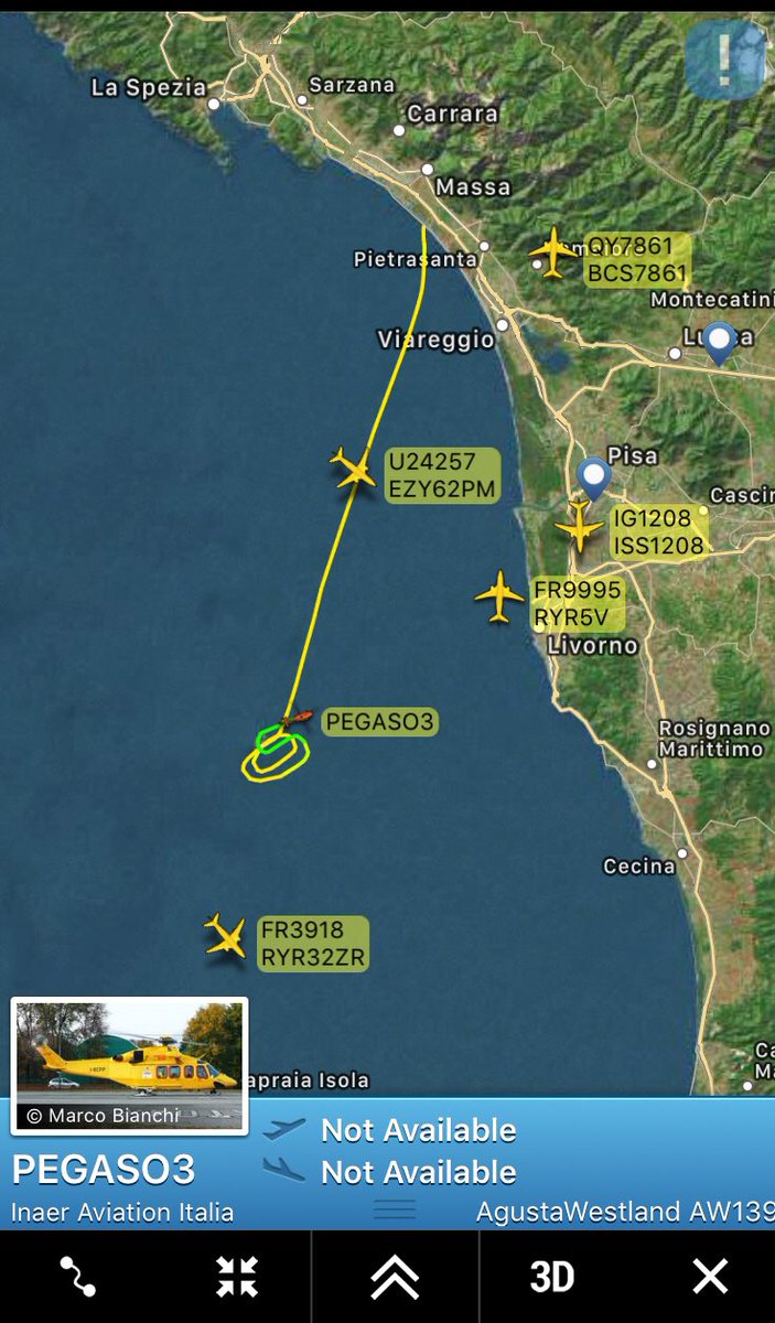 RiccardoValassi's tweet photo. #inaer  Pegaso 3 rescue helicopter Regione Toscana on a mission on the island of Montecristo @Italian_Spotter @ItaMilRadar https://t.co/lFWcAhqlmD