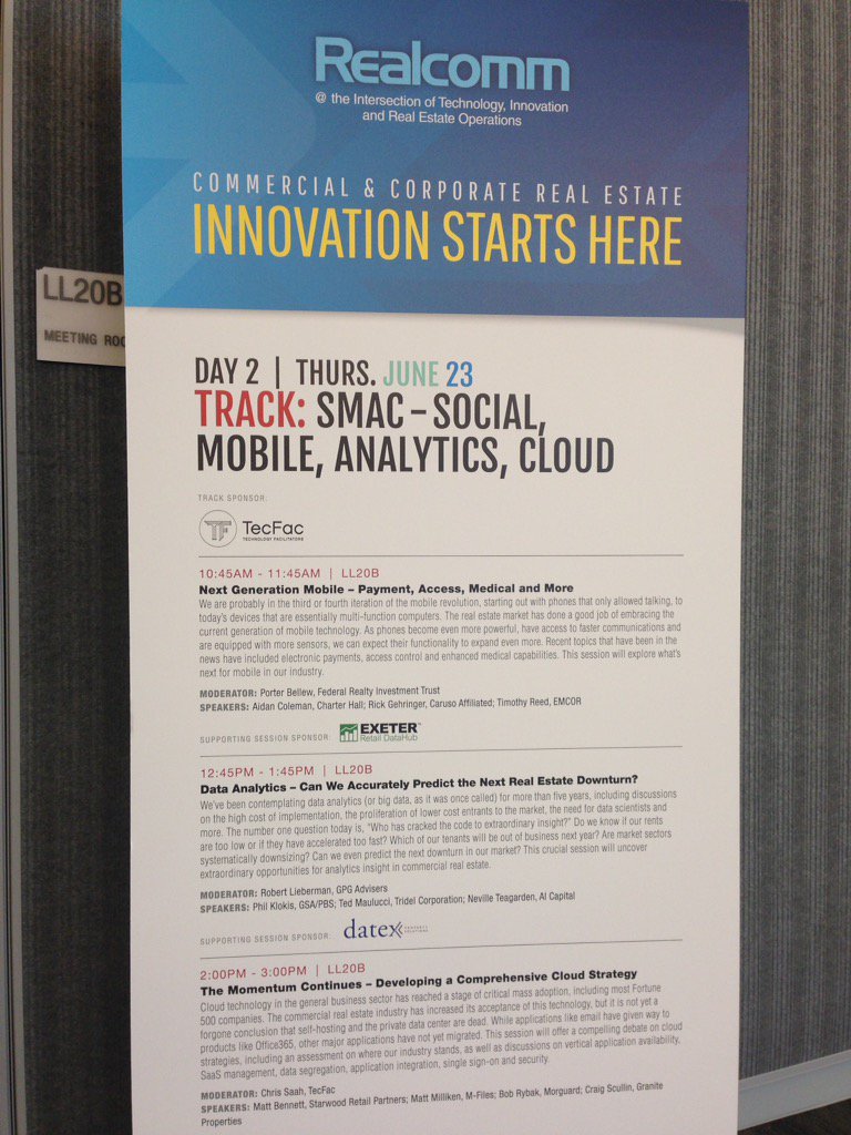 TecFac's tweet photo. In a week, we will be attending #Realcomm, celebrating its 20th anniversary. One of our favorite Realcomm memories is when our CEO Chris Saah hosted a discussion on developing a #Cloud strategy.  https://t.co/mMH4VQ7o6G https://t.co/leFd6tZ0l6