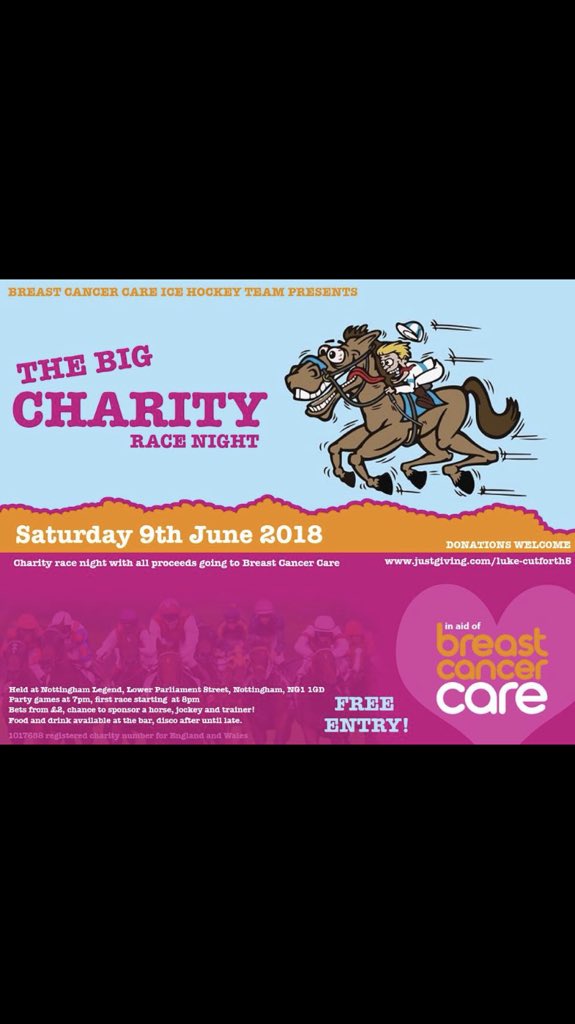 <a href="/lukecuts/">luke cutforth</a> if <a href="/BreastCancerHoc/">Breast Cancer Hockey</a> is hosting a charity horse racing night at The Nottingham Legend June 9th. All information on the poster below