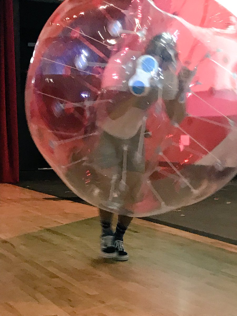 fitness_rv's tweet photo. Thank you Drew Bowker for testing out the hamster ball during our Devil Dash Participant Meeting this morning! 🤪 See you Friday!! #rvrhs #rvdevildash #RVPride https://t.co/elSuSJWNwi