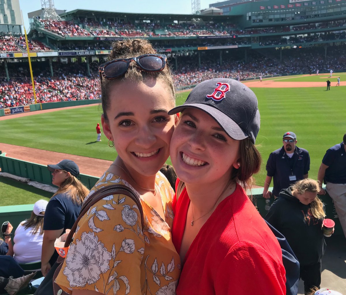MHSGuidance1's tweet photo. Remi & Jaedyn all smiles at FENWAY! #Mashpee #Falcons2018 https://t.co/LkbchVEaxi