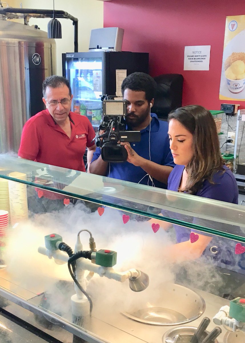 Sub0Parkland's tweet photo. @Sub0Parkland welcomed @RosieWoodsTV from @CBS12 as she created her own Nitrogen Ice-Cream and Dragon’s Breath! #subzeroicecream #parkland #nitrogen #dragonsbreath #icecream https://t.co/x6Btm98PK5