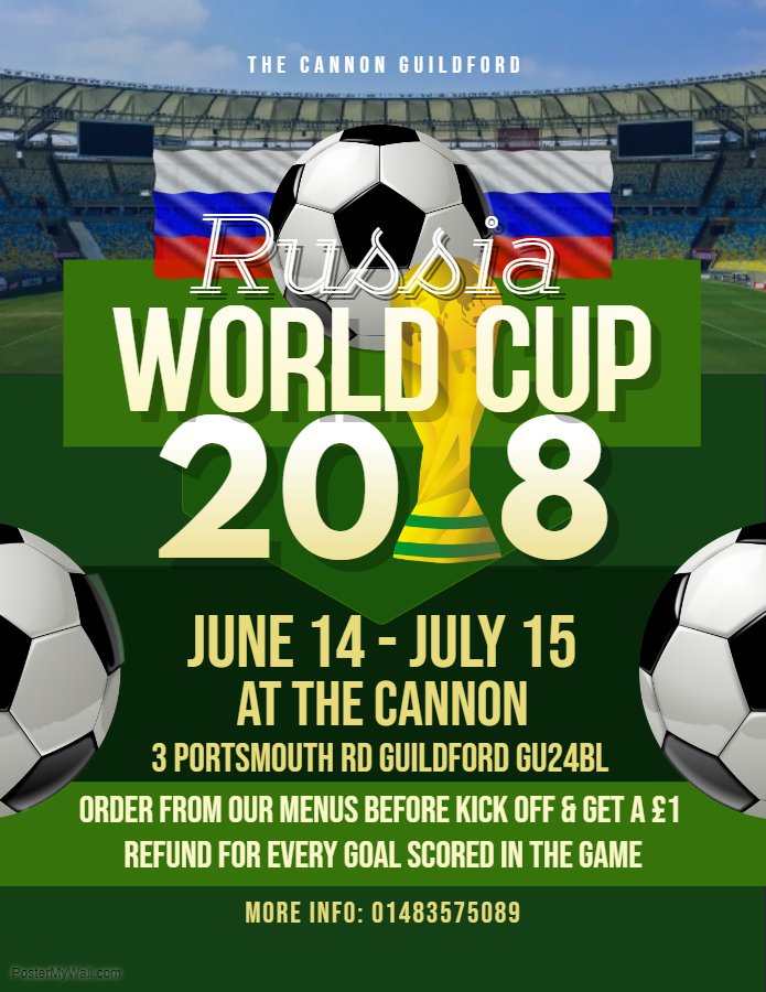 thenewcannon's tweet photo. two weeks today the world cup kicks off #feedmegoals for lovers of food and footy i think you will like this promotion @ExperienceGford @guildforddragon @GuildfordTIC @BensRecords @getsurrey @KaneFM https://t.co/RWLIxF0UqU