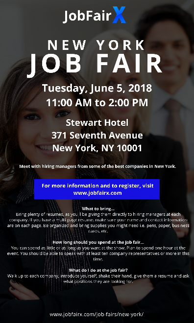 NYSCivilService's tweet photo. Stop by the @NYSCivilService booth at the Job Fair X New York Job Fair on June 5 to learn more about upcoming civil service exams and job employment opportunities with New York State. 

To find out more: https://t.co/lh4bJEce4F https://t.co/lRCZD42j9Q