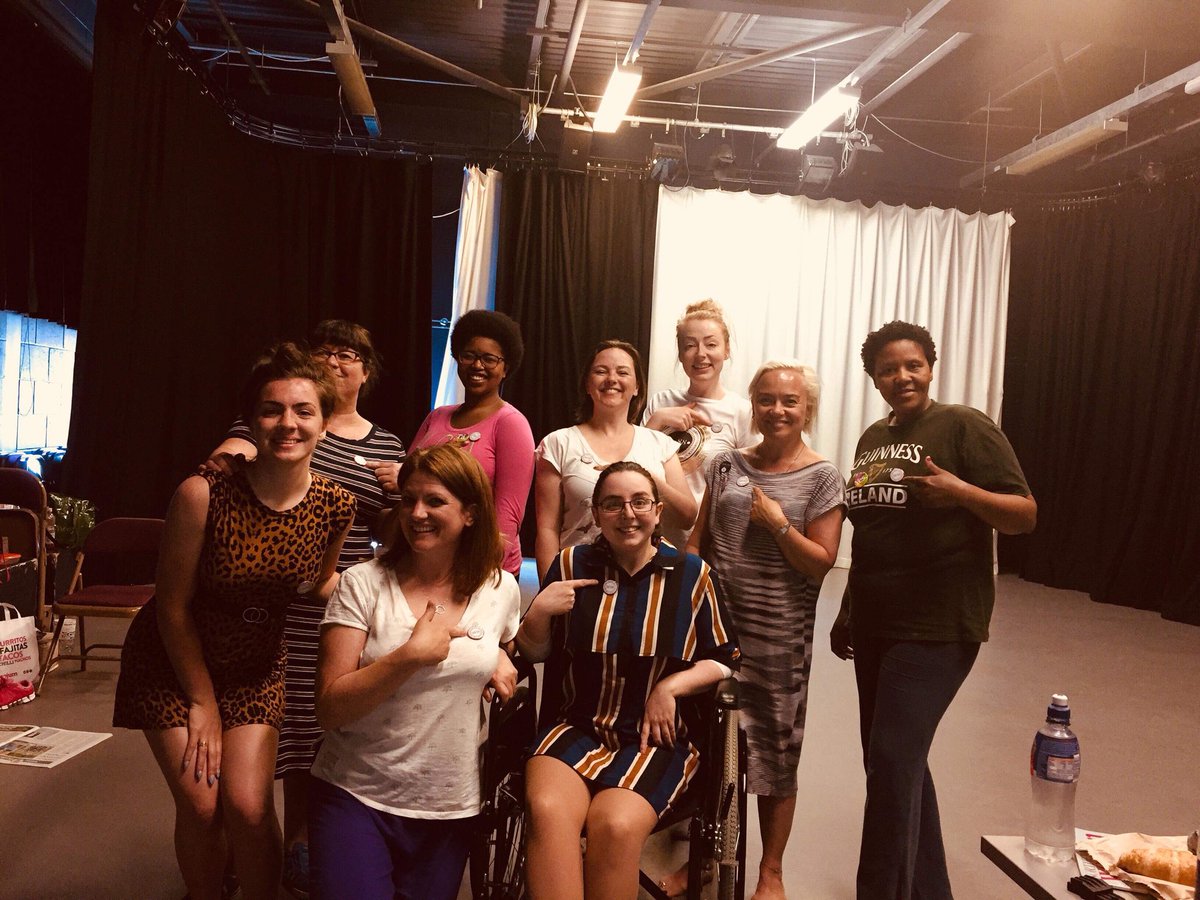 Rehearsals with the cast of The Vagina Monologues proudly wearing our <a href="/ERA50_50/">ERA5050</a> badges! Still a few tickets left for this weekend #EqualRepresentation #VaginaMonologuesBelfast <a href="/nandijproject/">Nandi Jola</a> <a href="/LyricBelfast/">Lyric Theatre Belfast</a>