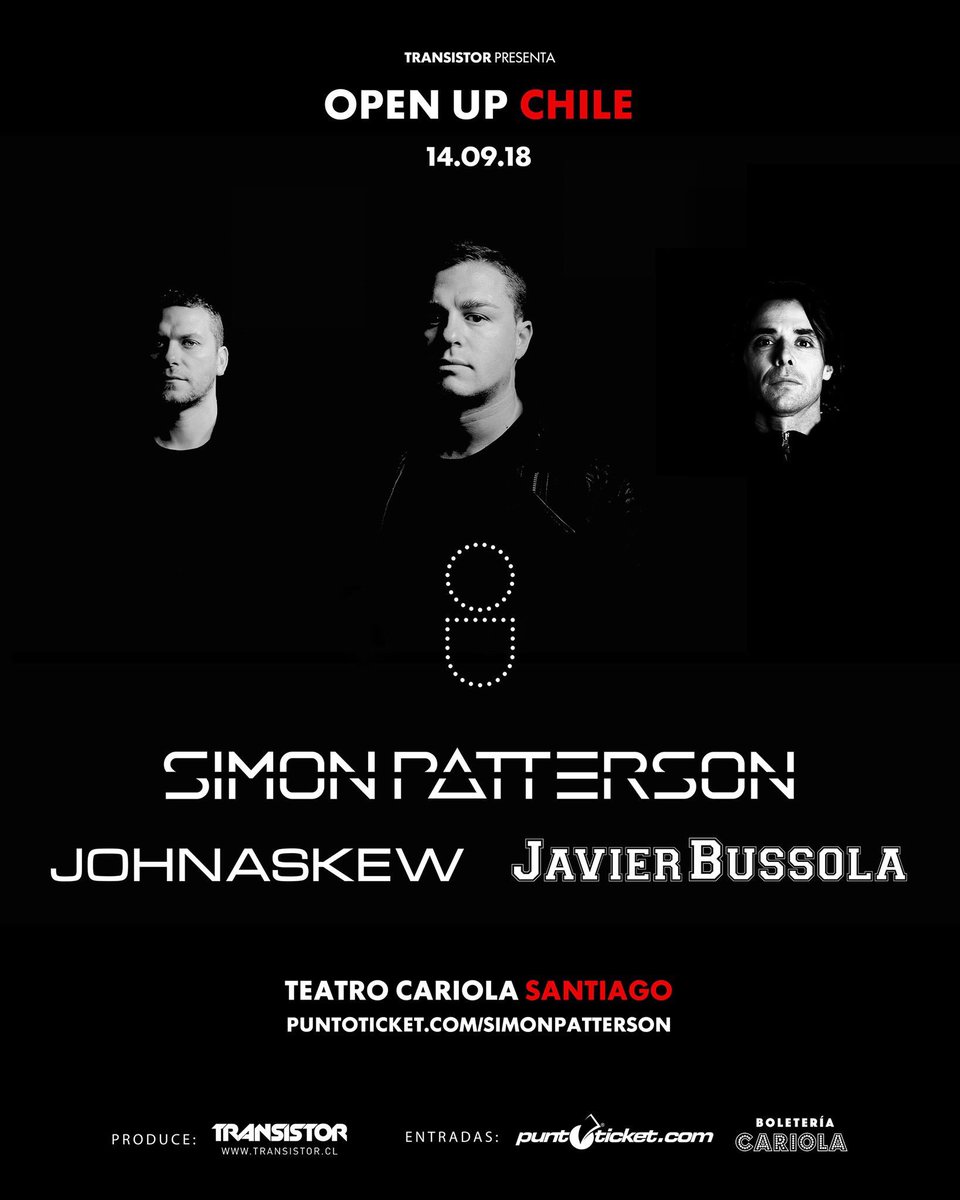 TranceResistanc's tweet photo. **NOTICION**

@OpenUpRadio Chile - #OU
@Sipatterson - @djjohnaskew - @javierbussola 

Tickets: Mañana 31 de Mayo - Mediodía - @puntoticket 

#Trance #OpenUp #TranceFamily #Chile #Santiago 

https://t.co/mA8ZmyayZs https://t.co/QrK3cBbLqY