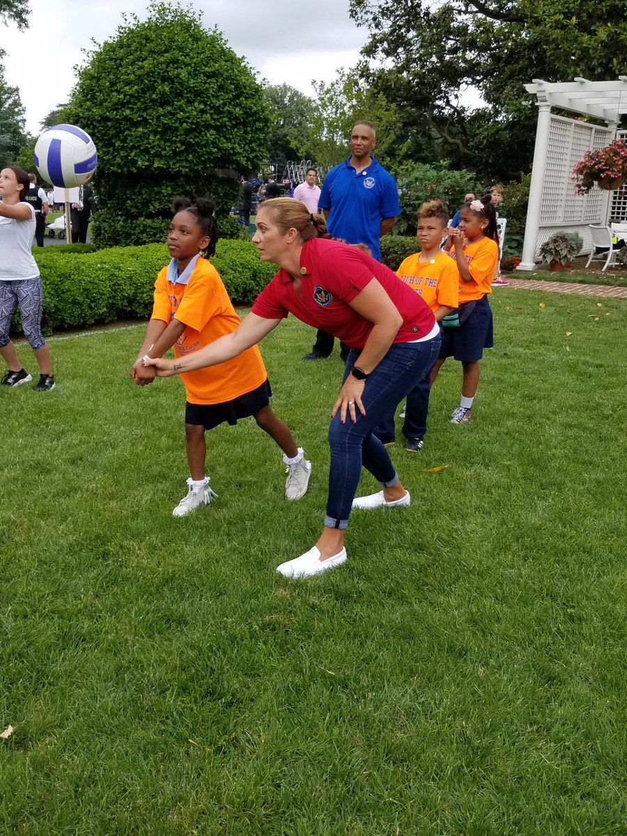 FitnessGov's tweet photo. Great day at the @WhiteHouse Sport and Fitness Day with Council nominees &amp; youth from all over the country. Sports can serve a key role in helping our youth develop into healthy and thriving adults. Happy to spend the day sharing our passion for youth fitness &amp; sports! #MoveInMay https://t.co/WmOdC7X9XA