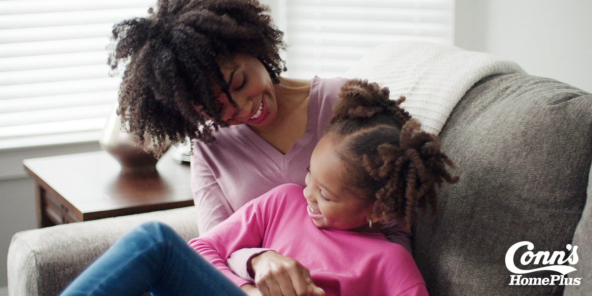 Home is the nicest word there is. Snuggle up with your loved ones on a #sofa roomy enough for the whole family. ❤️ bit.ly/Conns-Couch