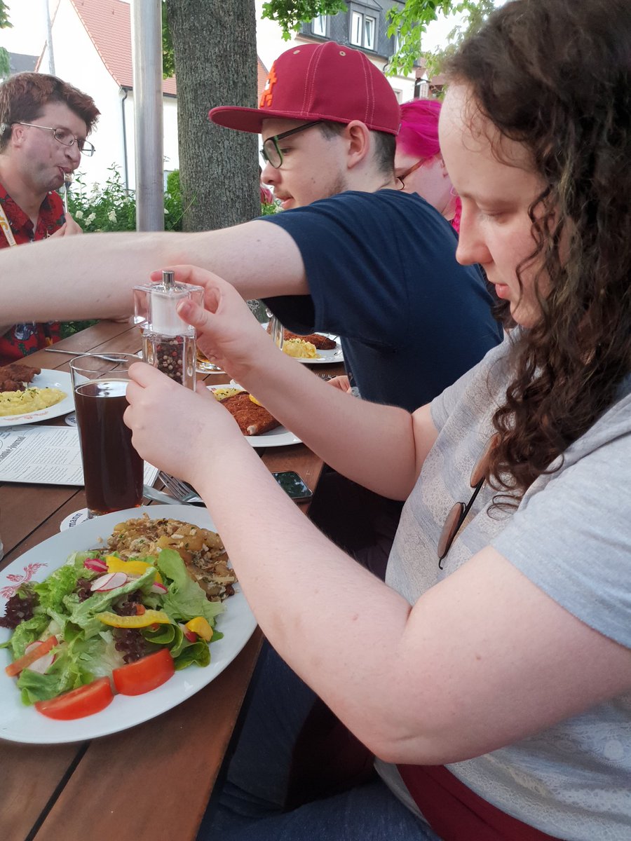 cartoonandcomic's tweet photo. First German meal at the #Kitzmann brewery. @cartoonandcomic tasting a bit of German culture with Oliver Ball and @merwitchdoodles @ChibiNightmare @StaffsUni @cartoonandcomic @thatdrewhird @Stuckinawall Rob Ryan https://t.co/7HOasS8VAs