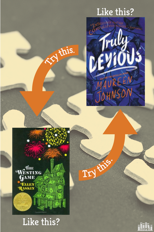 LakeCountyLib's tweet photo. If you're a Westing Game fan from way back, try @maureenjohnson's Truly Devious. Here's why: https://t.co/r2AF9tv5gn #MurderMystery https://t.co/8lLkvmk3JU