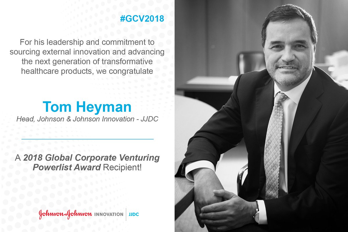 JNJInnovation's tweet photo. Congratulations to #JJDC’s Tom Heyman for his recognition to Global Corporate Venturing’s Powerlist Awards! @GCVenturing #VentureCapital #GCV2018 #CorporateVenture https://t.co/gF7DpIw6JS https://t.co/PZcoyHVPB0