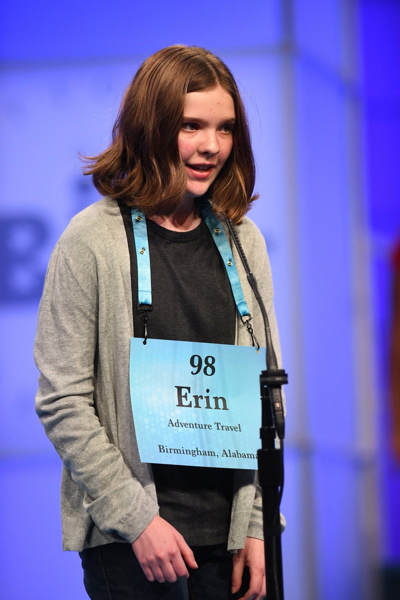 whnt's tweet image. GOOD LUCK! Huntsville 7th grader Erin Howard advanced to the final round of the Scripps National Spelling Bee with the word "quadruped." Help us wish her luck as she competes nationally for the third time!  via.whnt.com/c0Rbz