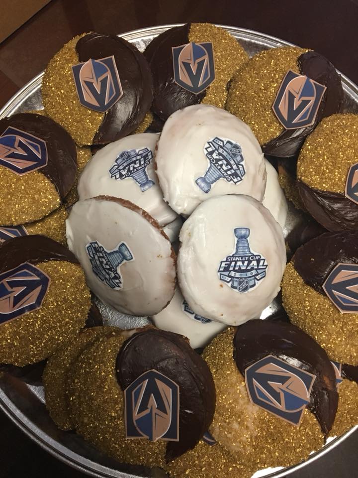 lots of excitement in the office! celebratory, positive thinking, pregame cookies! #nocaps #goknightsgo #vegasstrong #gameday #letsdothis